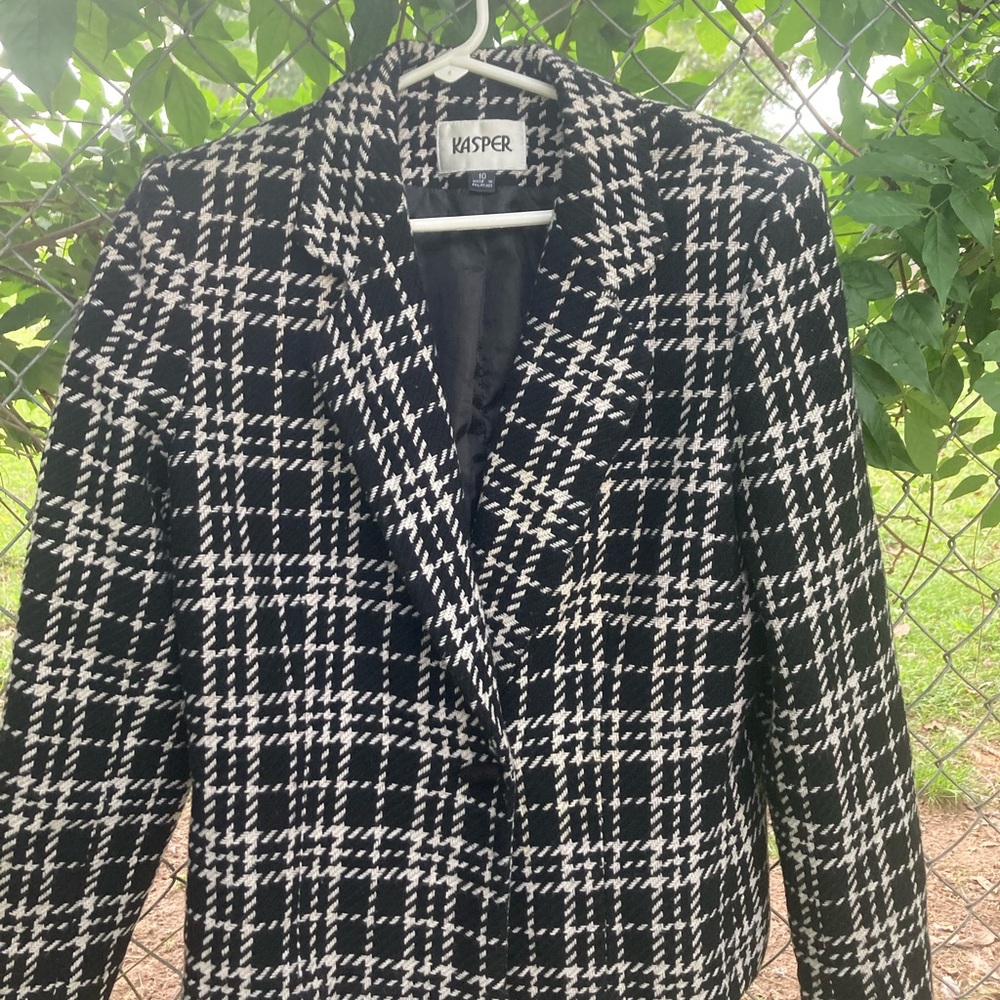 Kasper Women's Black and White Checkered Jacket